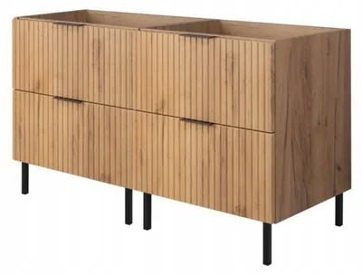 Zdjęcie produktu dla Szafka Łazienkowa Stojąca Pod Umywalkę 120X46 Cm Flisan Dąb Ryflowana