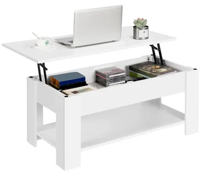 Produktbild von Yaheetech Couchtisch, Höhenverstellbarer Wohnzimmertisch, weiß, 98x50cm