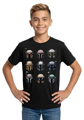 Produktbild von Star Wars: Mandalorian Mandalorianische Helme Teenager T-Shirt, 152/164 (12-14 Jahre), Schwarz