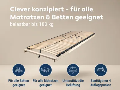 Produktbild von Max NV MZV  Lattenrost zur Selbstmontage mit 28 Leisten, durchgehender Holm, SÜD GS, Größe: 120x220