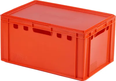 Produktbild von E3-Kisten 600 x 400 x 300 mit Deckel in verschiedenen Farben Farbe: rot