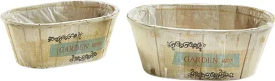 Produktbild von 2er Set Pflanze Schale Topf Kübel Blumen Kräuter Töpfe Gefäß mit Folie Vintage