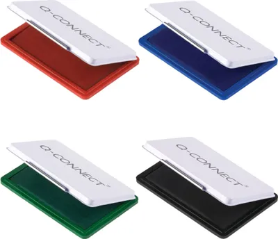 Produktbild von Q-Connect Stempelkissen 4 Farben schwarz blau rot grün 9x5,5cm