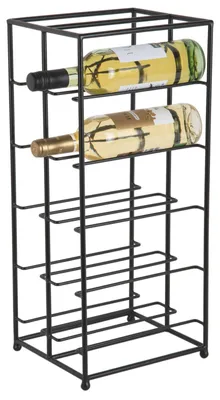 Productafbeelding van Present Time - Wijnrek met dubbele plank - Zwart - 25x22,5x57 cm