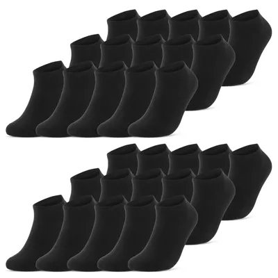 Produktbild von 10 I 20 I 30 Paar Sneaker Socken Damen & Herren Schwarz & Weiß Baumwolle 10800 - 30 Paar Schwarz 43-46