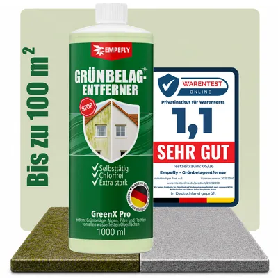 Produktbild von Empefly GreenX Pro Grünbelagentferner Konzentrat, selbsttätig gegen Grünbelag, Algen & Pilze ohne Schrubben – für Terrasse, Fassade, Dachziegel