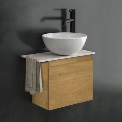 Produktbild von Alpenberger Badmöbel-Set Waschtisch mit Unterschrank & Keramikplatte 55-100 cm, Nano-Becken