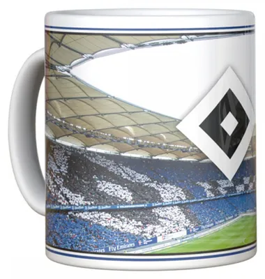 Produktbild von Hamburger SV HSV Tasse „Choreo“ – Offizieller Fanartikel – 0,3l Becher mit Volksparkstadion Tribünenmotiv – Keramik – spülmaschinenfest