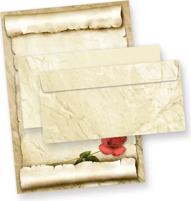 Produktbild von ROTE ROSE Briefpapier-Set (25 Sets) A4 Papier beidseitig mit Umschläge Geschenkidee Frau