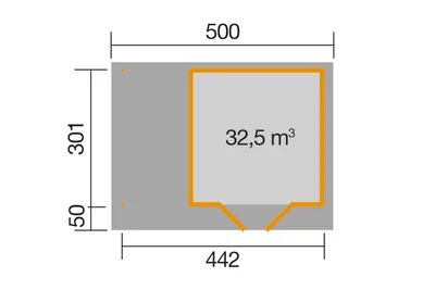 Produktbild von weka Designhaus 126 A Gr.2, natur, 28 mm, DT, Anbau ca. 150 cm, ohne RW, Farbe:naturbelassen, Dachform:Flachdach