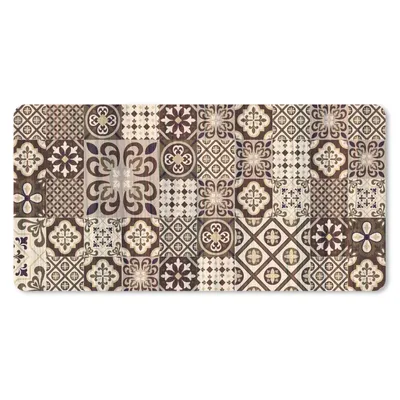 Produktbild von MuchoWow® Schreibtischunterlage Retro - Muster - Braun - Abstrakt 80x40 cm - XXL Mauspad - Gaming Mauspad