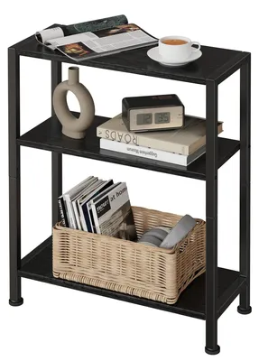 Schmaler Beistelltisch, 3-stöckig, 43x18x56,5 cm, schwarz
