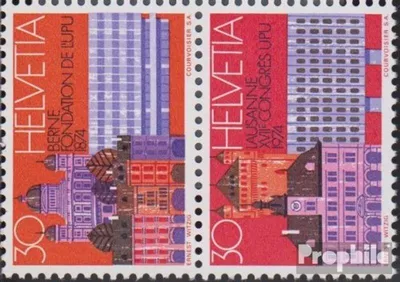 Produktbild von Briefmarken Schweiz 1974 Mi 1027-1028 Paar (kompl.Ausg.) gestempelt Weltpostkongreß