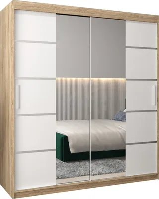 Produktbild von Kleiderschrank, Schiebetürenschrank Schlafzimmer, Schrank mit Spiegel VERONA 4 180 cm