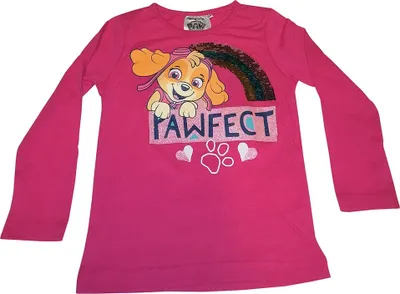 Produktbild von Paw Patrol Langarmshirt Skye mit Paillettenregenbogen pink für Kinder Größe 98