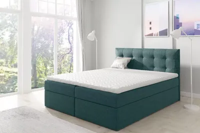 Obrázek produktu pro Čalouněná boxspringová postel 200x220 IVANA 1 - modrá + topper