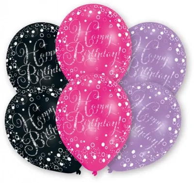 Produktbild von Amscan 9900722, Spielzeugballon, Latex, Schwarz, Pink, Geburtstag, 27,5 cm, 1 Stück(e)