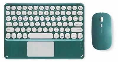 Productafbeelding van Draagbaar Bluetooth-toetsenbord met touchpad, ultradun, oplaadbaar, mini Bluetooth-toetsenbord met touchpad en ronde toetsen, geschikt voor iPad Pro/iPad/iOS/Android, donkergroen
