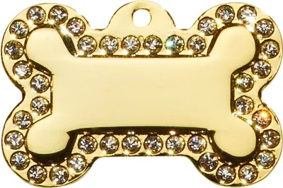 Produktbild von Adressanhänger mit Gravur - Knochen mit Strass - klein - gold