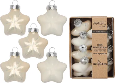 Produktbild von Christbaumschmuck Sterne 4cm Glas 8 Stück - Blanched Almond