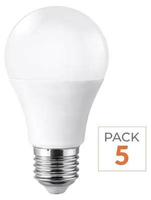 Produktbild von 5er-Pack – LED-Glühbirne E27 9 W 220 V A60 180° – Warmweiß 2300 K – 3500 K