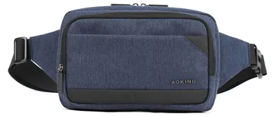 Produktbild von Aoking Uni Bauchtasche Schwarz mit Reißverschluss Verstellbarer Schultergurt Black B UNICA 26x6x17 cm