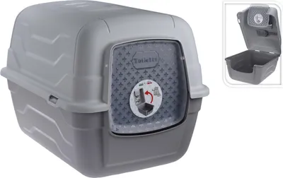 Produktbild von Katzenklo Katzentoilette mit Deckel und Klappe anthrazit-grau - pondeo.de