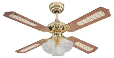 Produktbild von Deckenventilator mit Beleuchtung und Zugketten Princess Trio 105 cm Messing poliert