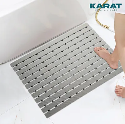 Produktbild von Antirutsch-Bädermatten für Nasszonen Fußmatte mit Drainagefunktion Grau 43 x 150 cm