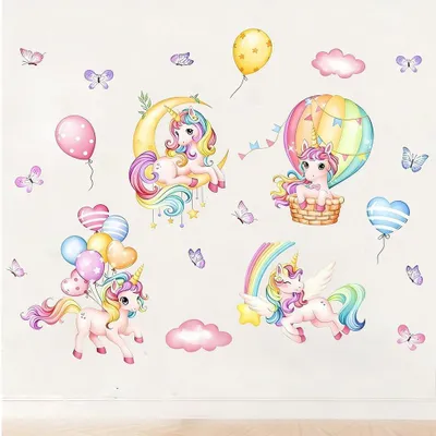 Produktbild von Wandtattoo 30 x 60 cm, Einhorn, rosa, für Kinderzimmer