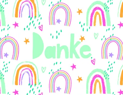 Produktbild von Danke Minikarte Karte mit Briefumschlag Regenbogen, Herzen, Sterne