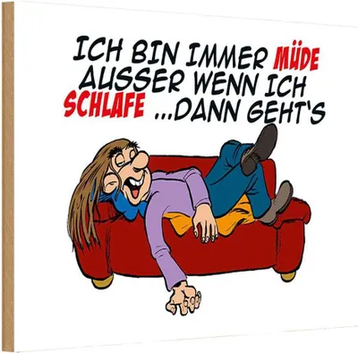 Produktbild von vianmo Holzschild 20x30 cm bin immer müde außer beim Schlafen