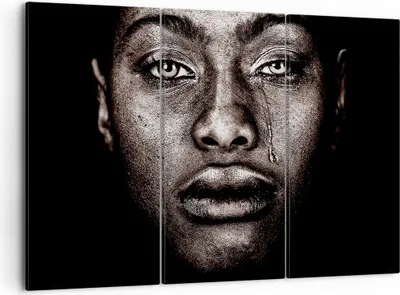 Produktbild von Bild auf Leinwand - Leinwandbild - 3 Teile - Schwarz Porträt Träne - 105x70cm - Wand Bild - Wanddeko - Wandbilder - Leinwanddruck - Bilder - Wanddekoration - Leinwand bilder - Wandbild - CE105x70-4239