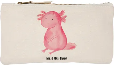 Produktbild von Mr. & Mrs. Panda Kulturtasche Axolotl Niedlich Größe S Klein - Weiß - Geschenk, Schlampermäppchen, Pouch, Etui, Axolot, toiletry bag, Liebe, kosmetiktäschchen, Weisheit