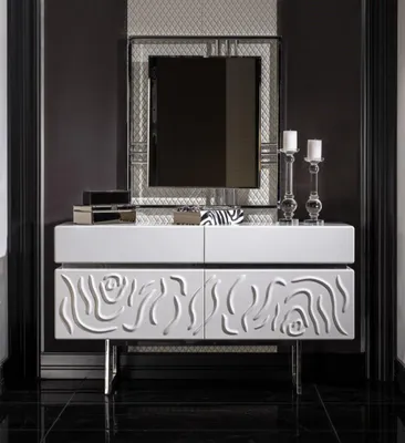Immagine prodotto di Comò in legno bianco con specchio - Elegante toletta per