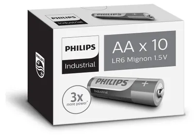 Image de Pile Alcaline Aa Lr06 Industrielle Longue Durée, Haute Performance Industrielle - Philips