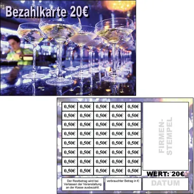 Produktbild von 400 Abstreichkarten Verzehrkarten Wertmarken Guthabenkarten 20 Euro Bezahlkarten 400VA20
