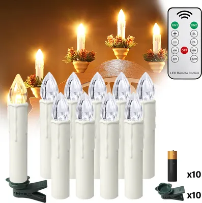Produktbild von LZQ 10X Warmweiß Weinachten LED Kerzen Kabellose Weihnachtsbeleuchtung Flammenlose Lichterkette Weihnachtskerzen mit Batterie & Fernbedienung