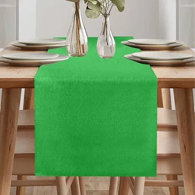 Zdjęcie produktu dla Biało-zielony bieżnik na stół 40 x 240 cm, wodoodporny