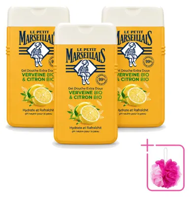 Obrázok produktu pre 3 x Gélový sprchový prípravok Le Petit Marseillais Citrón a Verbena - 250 ml - Balenie s 3 kusmi