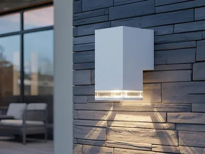 Produktbild von Konstsmide Pollux Wandleuchte ab mit 1xStreifen weiss, 1xGU10 Sockel, max 1x7W, 240V, Aluminium/Acrylglas, 410-250