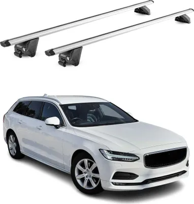 Image de Barres de toit transversales pour Volvo V90 2016-2025 Alu Gris Argenté 2x ABE