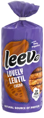 WAFLE Z SOCZEWICY PROTEINOWE O SMAKU CZEKOLADOWYM BEZGLUTENOWE BIO 130 g - LEEV