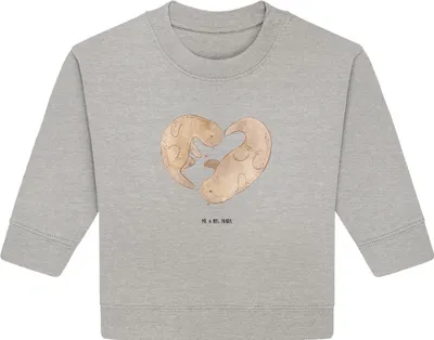 Produktbild von Mr. & Mrs. Panda Organic Baby Pullover Otter Herz 24. - 36. Monat - Heather Grey - Geschenk, Bullover, Liebe, Love You
