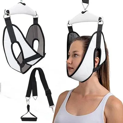Obrázek produktu pro Trakční pás na krk pro domácí použití, opora krku, fixace napětím, bílý, pevný pás