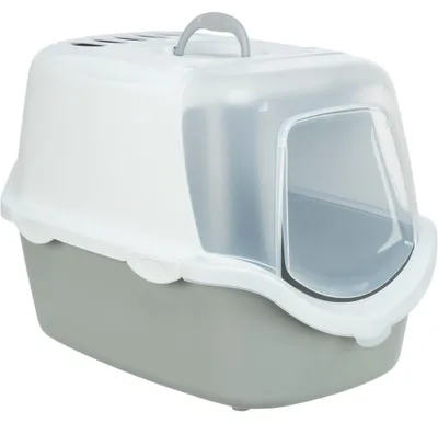 Produktbild von TRIXIE Katzentoilette Vico Open Top, mit Haube - hellgrau/weiß - 40 × 40 × 56 cm