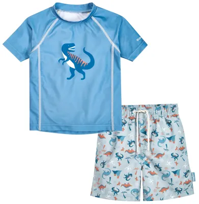 Produktbild von Playshoes Jungen Zweiteiler Rash-Guard-Set, Dino Hellblau, 134-140