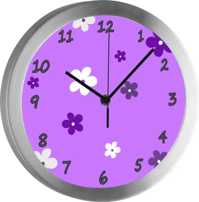 Produktbild von Funkuhr, Kinder Wanduhr, Kinderuhr, Kinderzimmer  Blume lila