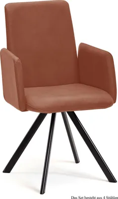 Produktbild von Armlehnstuhl drehbar (4er-Set) Denys 52x92x60 Schwarz/Cognac