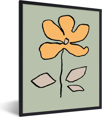 Produktbild von MuchoWow® Gerahmtes Poster Blume - Gelb - Grün - Abstrakt 60x80 cm - Poster mit Schwarzem Bilderrahmen Wandposter Rahmen Foto Bilder - Premium - Wanddeko Wohnzimmer